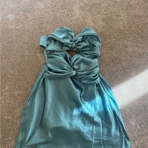 Satin Twist-Front Teal Women’s Dress